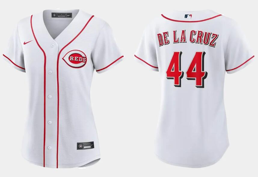 Women's Cincinnati Reds #44 Elly De La Cruz White Stitched Baseball Jersey(Run Small)